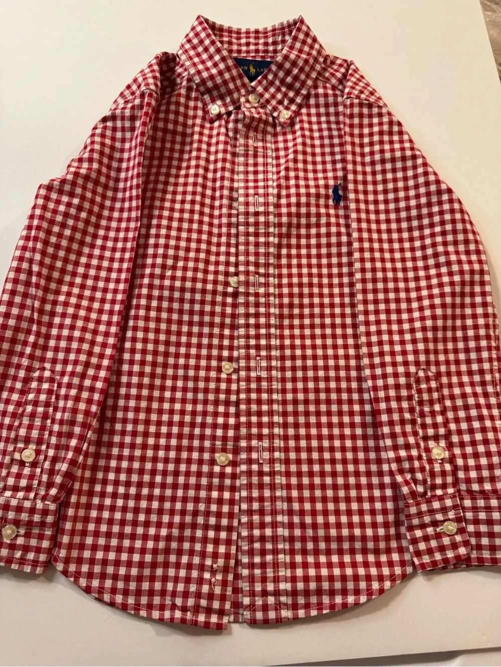 Ralph Lauren Red & White Gingham Button-Down Shirt for Kids
